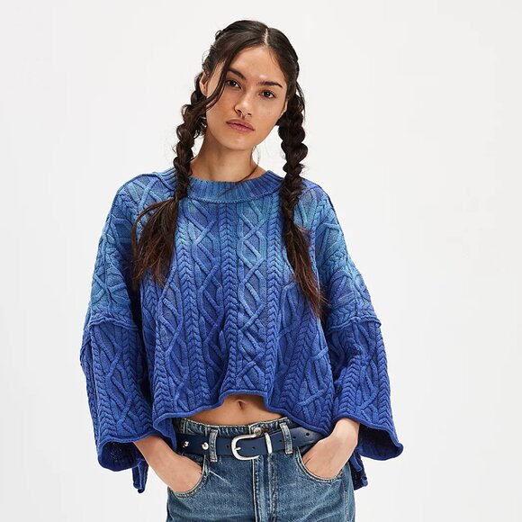 Free People Washed Ashore Sweater | Bellweather Blue | Size XS | Defeat Special - Picture 1 of 8